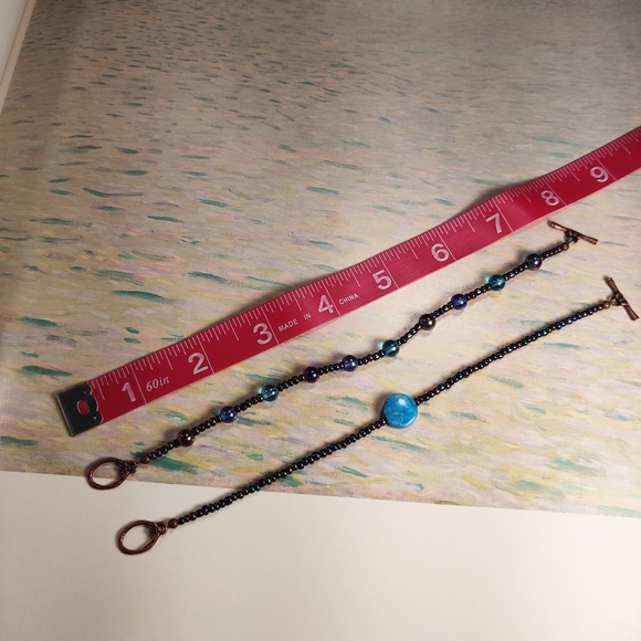 Blue Agate & Glass Beads Handmade Bracelet - Picture 10 of 13